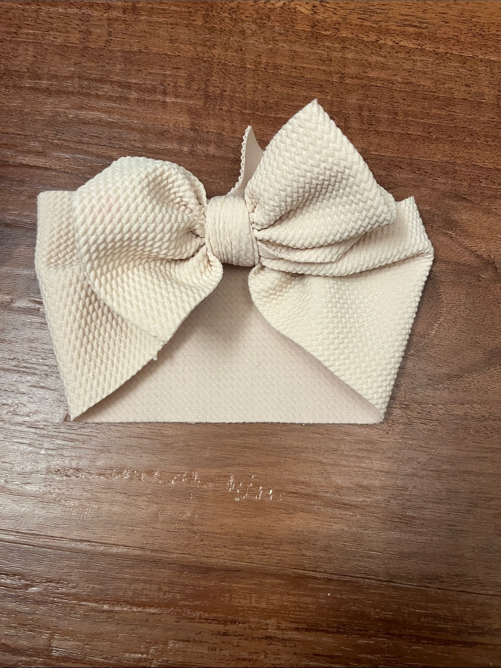 Cream Textured Bow Headband for Girls